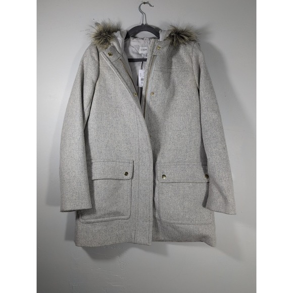 J‎ Crew Coat Womens 4Gray Chateau Parka Italian Wool Classic Minimalist Preppy - Picture 2 of 7